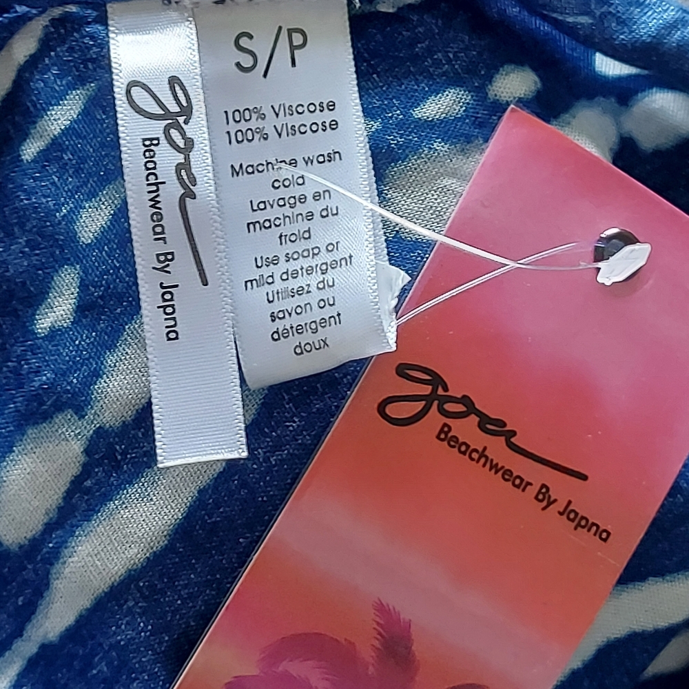Goa Beachwear by Japna Cover Up Sun Dress - Blue & White Tie Dye - Size Small - Picture 5 of 6